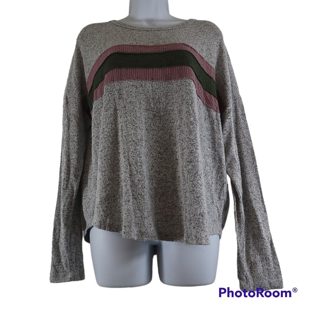 Lazy Sundays Speckled Grey/Mauve/Olive Green Super Soft LS Top Size Medium